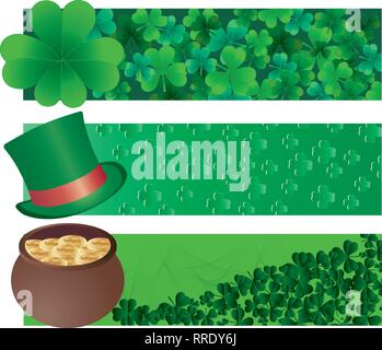 Set of tree vector banners for St. Patrick`s day Stock Vector